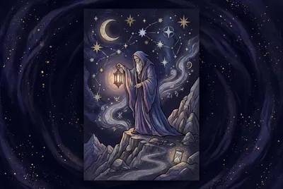 Tarotkarte Der Eremit (Erde): Innenschau, Weisheit, Rückzug