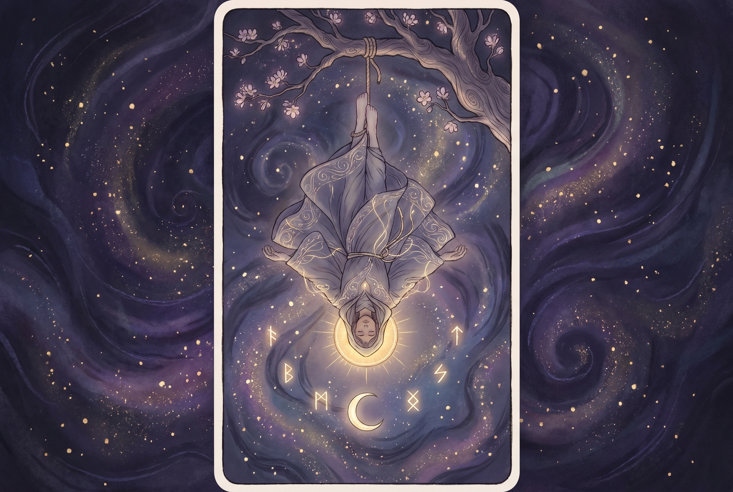 Tarotkarte Der Gehängte (Wasser): Loslassen, Perspektivwechsel, Hingabe