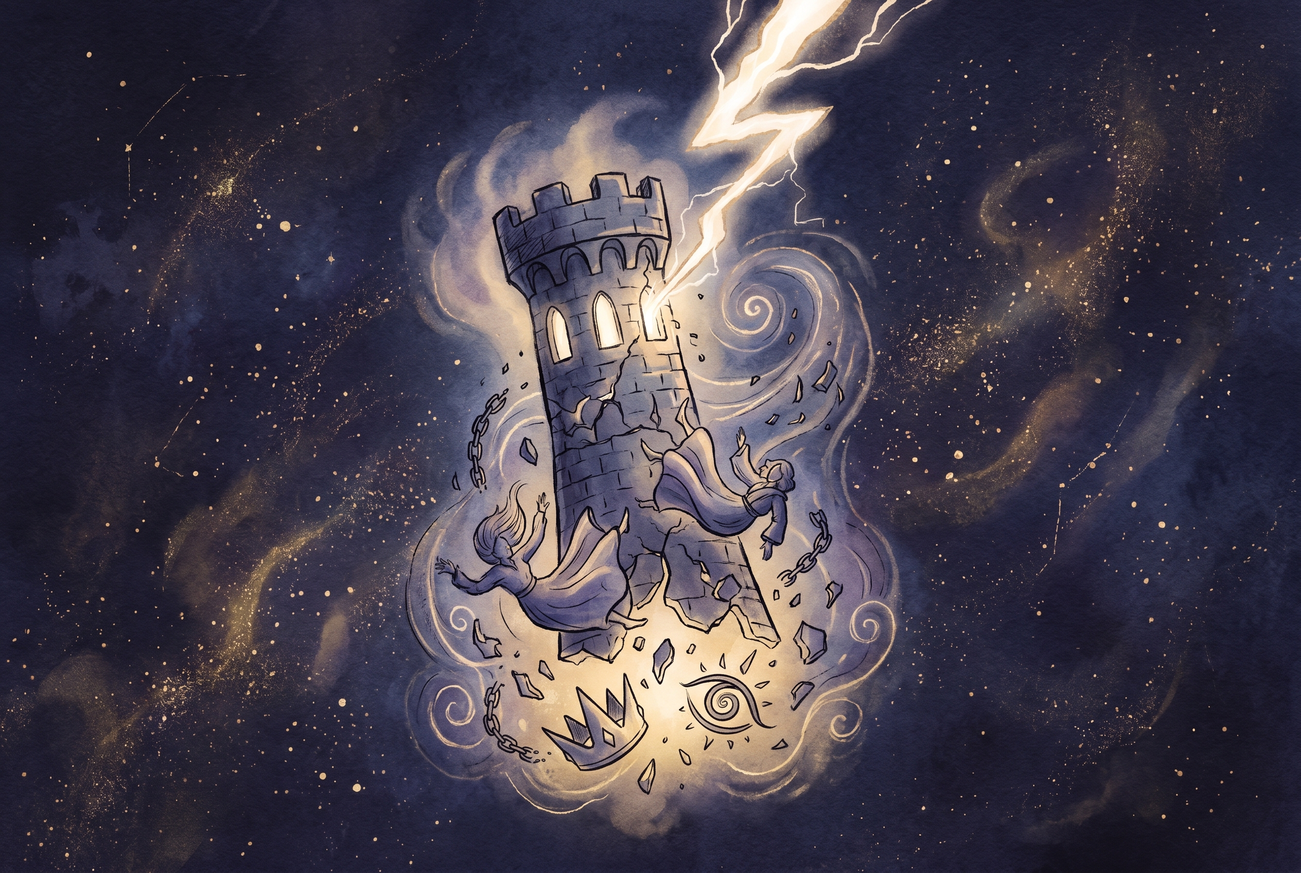Tarotkarte Der Turm (Feuer): Zusammenbruch, Erkenntnis, Umbruch