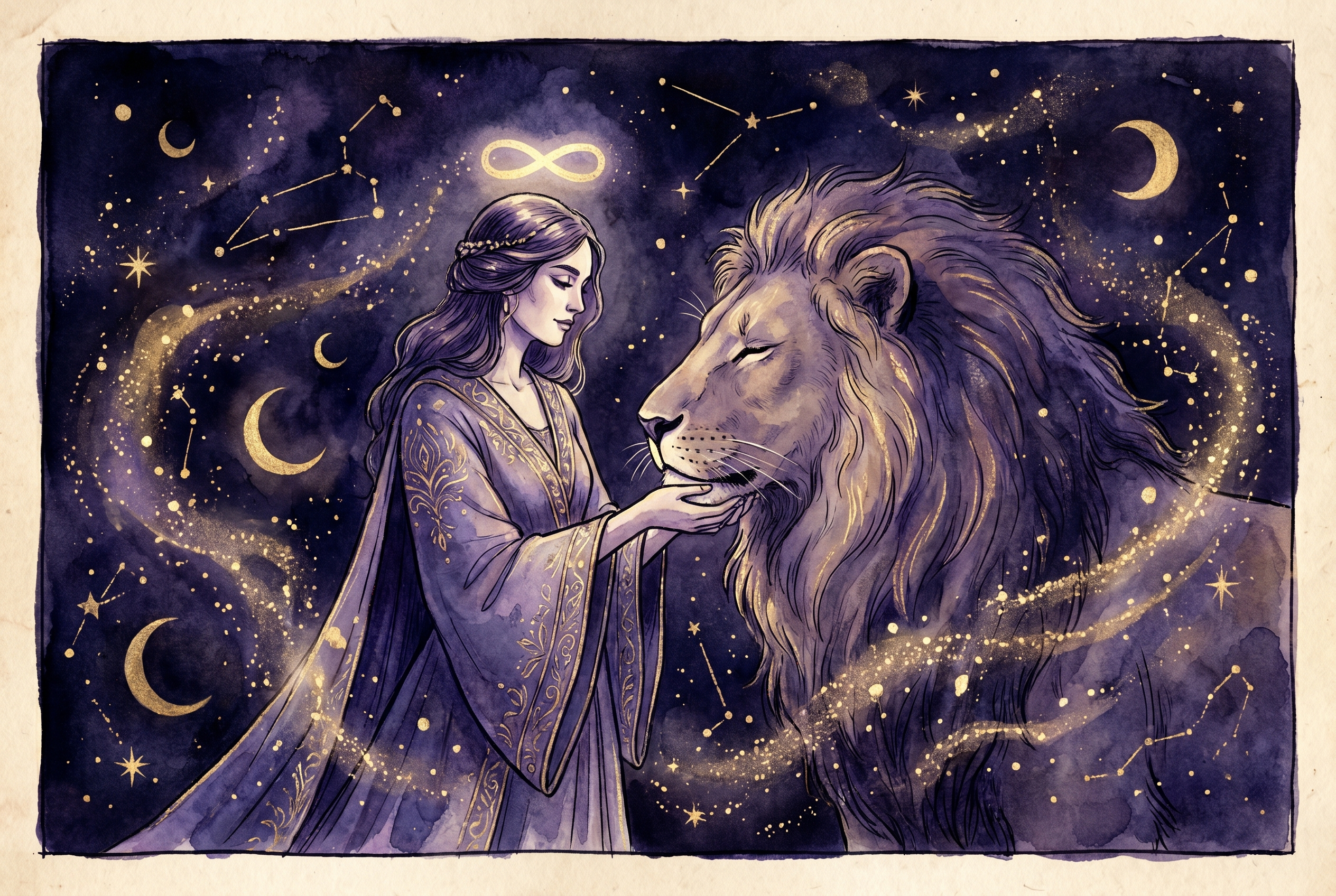 Tarotkarte Die Kraft (Feuer): Innere Stärke, Mut, Mitgefühl