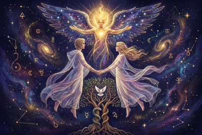Tarotkarte Die Liebenden (Luft): Liebe, Entscheidung, Verbindung