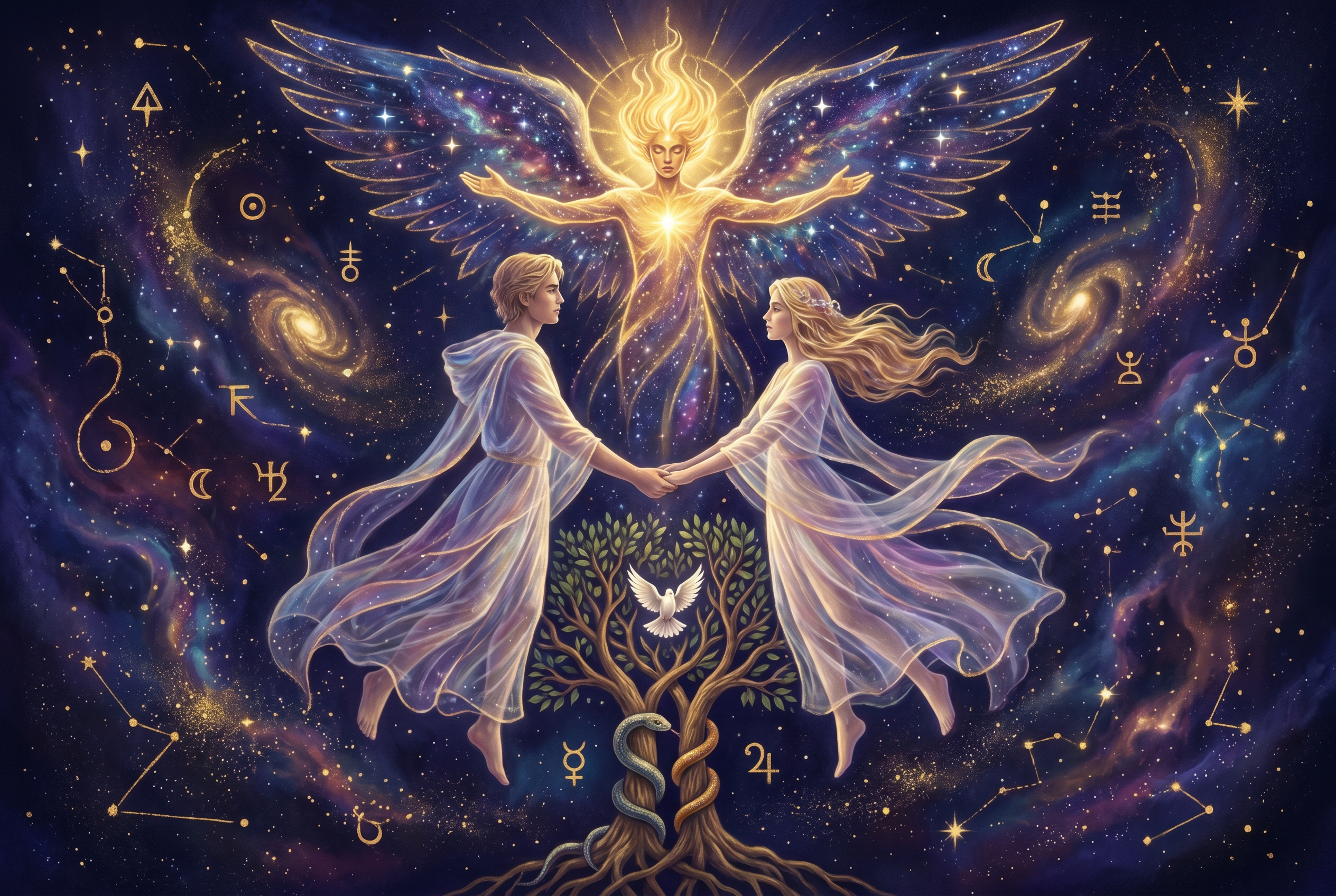 Tarotkarte Die Liebenden (Luft): Liebe, Entscheidung, Verbindung
