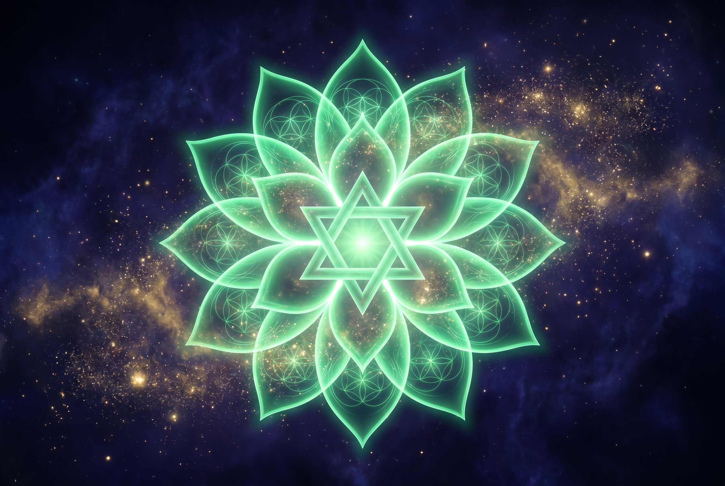 Herzchakra (Anahata) – Chakra-Symbol in Grün / Rosa